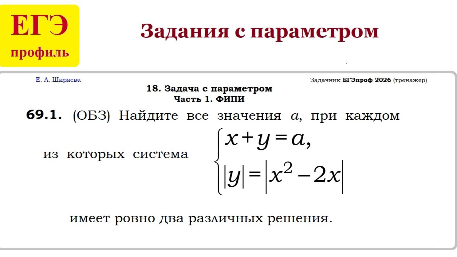 ЕГЭ профильная математика Параметры