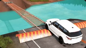 Машина против железнодорожных путей — Мост, глубокая вода и низкая труба!  BeamNG.drive