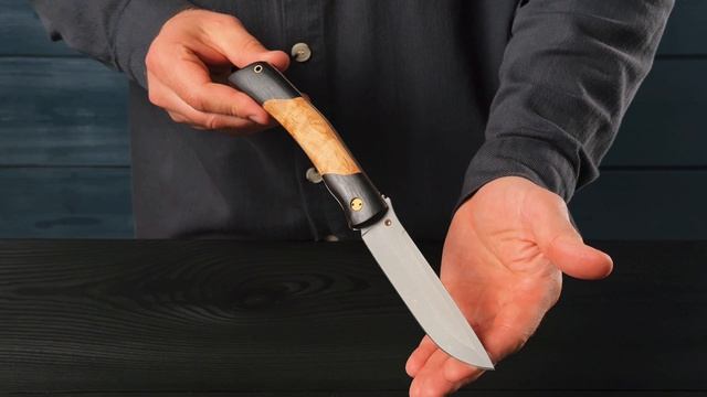 Складной нож "Сойка", сталь Х12МФ, рукоять карельская береза/граб (ссылка в описании) смотреть онлайн