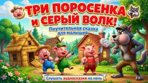 🐷 ТРИ ПОРОСЕНКА и СЕРЫЙ ВОЛК! 🐺 Поучительная сказка для малышей | Слушать аудиосказки на ночь