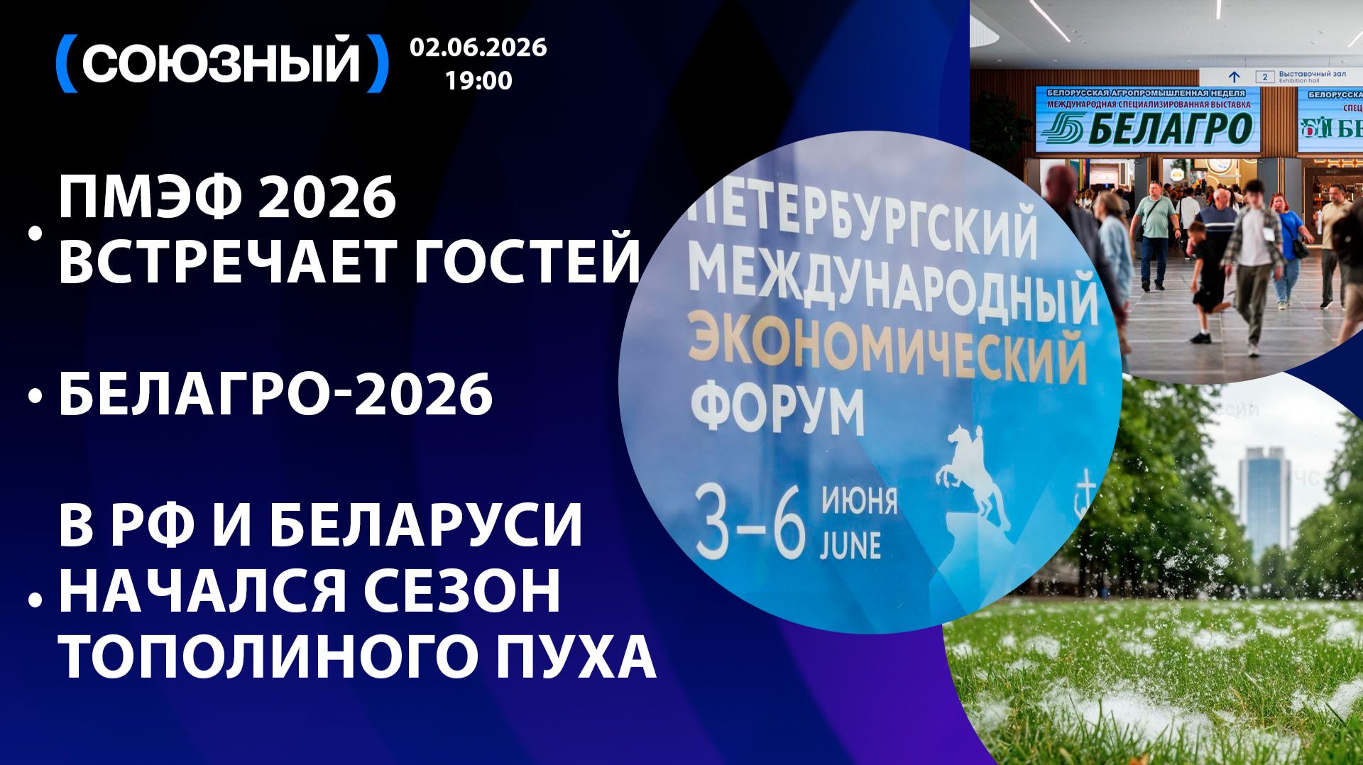 ПМЭФ 2026 встречает гостей / БЕЛАГРО-2026 / В РФ и Беларуси начался сезон тополиного пуха