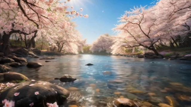 Cherry Blossom Lake at Sunrise 🌸 Relaxing Nature Sounds for Deep Sleep & Anxiety Relief ｜ Eternal