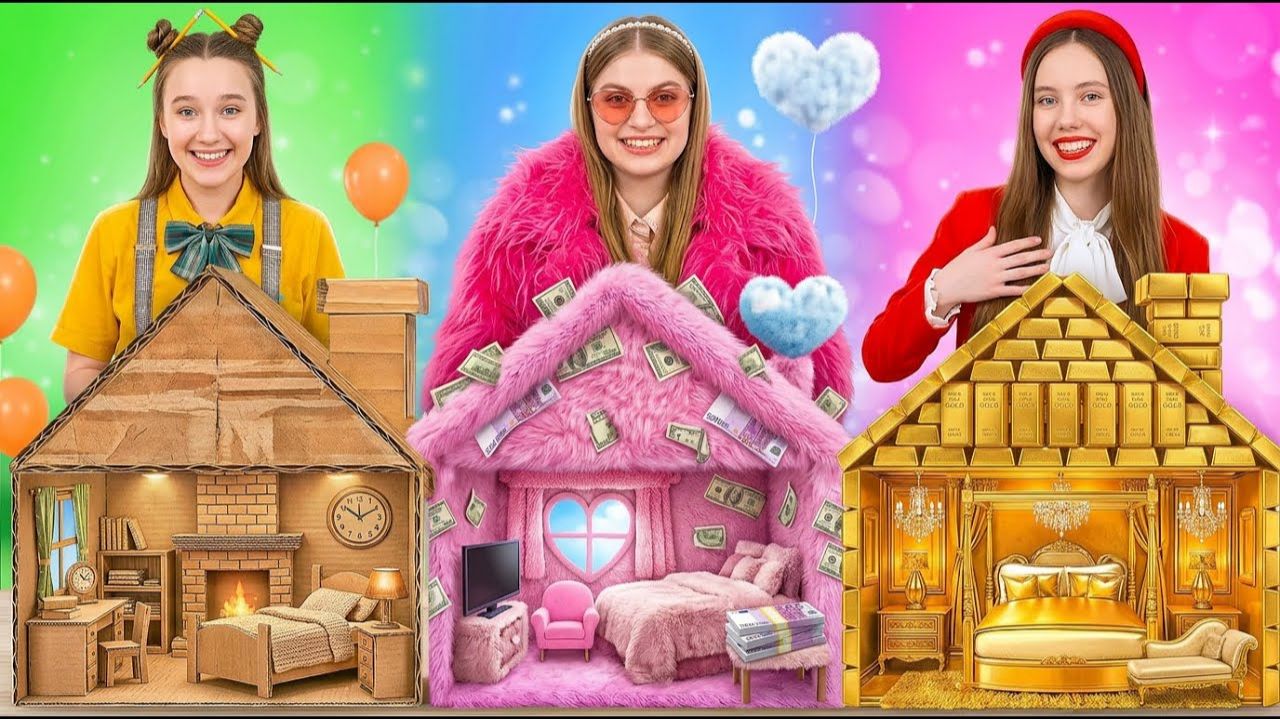 КАРТОН против ПУШКИ против ЗОЛОТОГО Преображение комнаты 🏠✨