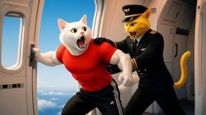 😼✈️💣 Черный кот-пилот выбросил папу и котенка из самолета… их проглотил гигантский кит!