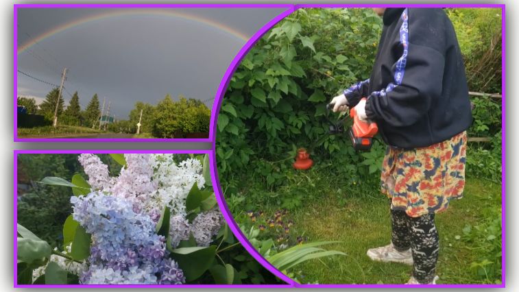 Словами не передать что мы испытали увидев по пути в деревню!🌈  Свекровь испытывает мини триммер.