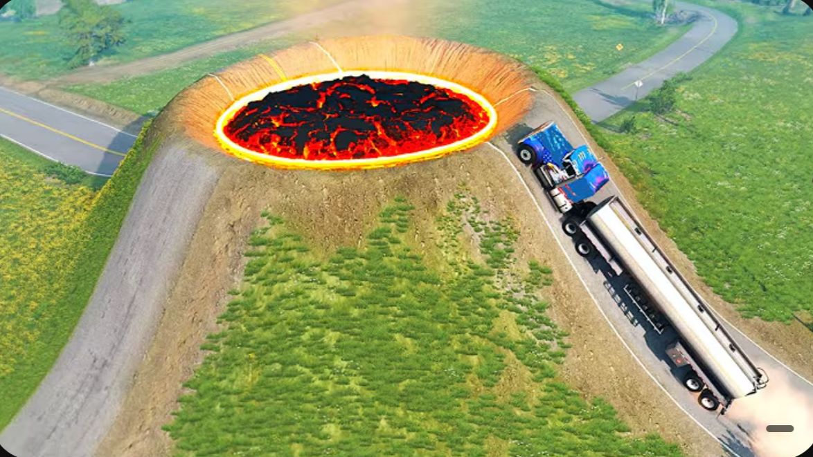 Машины проезжают по вулкану на дороге ▶️ BeamNG Drive смотреть онлайн