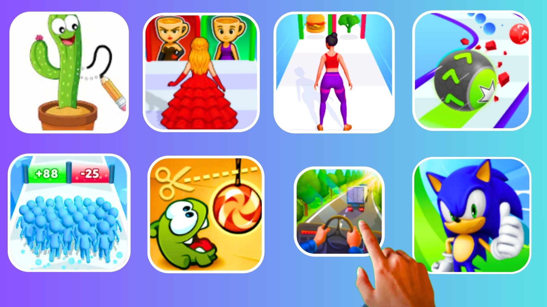 Draw One,Build A Doll,Twerk,Rolling Going Ball,Count Master,Cut The Rope,Vehicle Masters & SonicDash смотреть онлайн