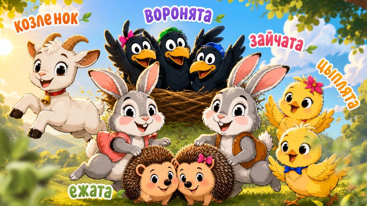 Учим животных для самых маленьких 🐴 Мультики для детей 🌞 Учим названия животных