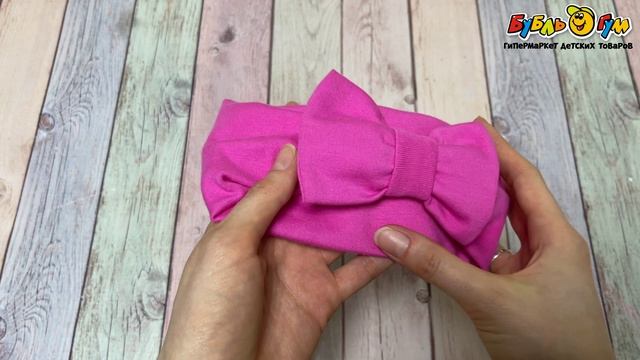 347604 Повязка BILAL KIDS хлопковая с объемным бантом фуксия смотреть онлайн