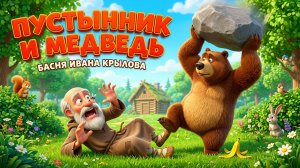 🐻 ПУСТЫННИК И МЕДВЕДЬ! Как косолапый друга выручал | Мудрая басня Крылова | Слушать аудиосказки
