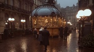 The Rainy Brass City： A Steampunk Tram Voyage ｜ AI 4K — Retrofutura)