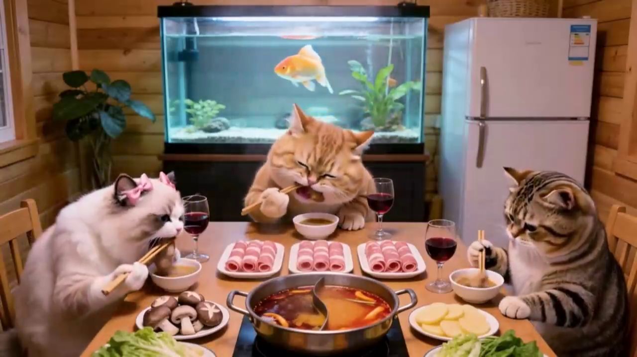 Как котики встретили Новый Год