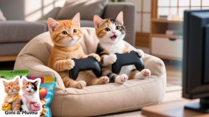 Папа-кот поймал нас за игрой… Хорошо, что мама была там🎮