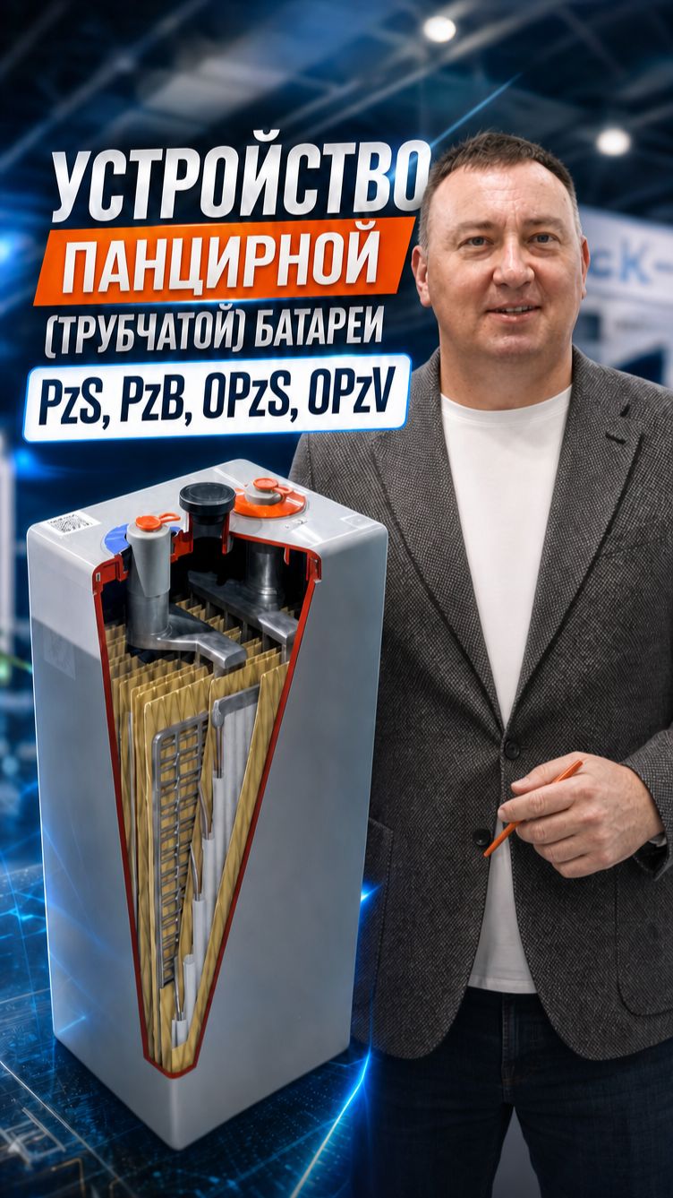 Устройство панцирной (трубчатой) батареи PzS, PzB, OPzS, OPzV