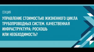 СЕКЦИЯ - УПРАВЛЕНИЕ СТОИМОСТЬЮ ЖИЗНЕННОГО ЦИКЛА ТРУБОПРОВОДНЫХ СИСТЕМ.