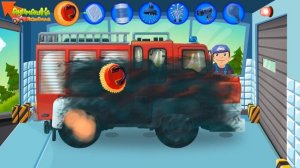 Машинки мультфильм. Мойка пожарной машинки. Видео для детей.