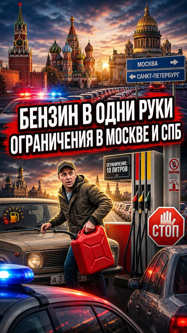 Бензин «в одни руки» стали продавать в Подмосковье и Петербурге
