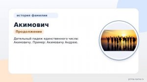 Фамилия Акимович: происхождение, значение и склонение