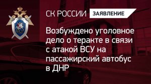 Возбуждено уголовное дело о теракте в связи с атакой ВСУ на пассажирский автобус в ДНР