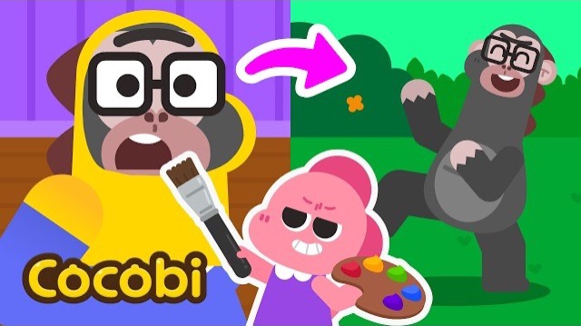 🍿🌈Папин макияж Гориллы! Давайте придумаем папу😍 + Еще больше веселых песенок для детей | Cocobi смотреть онлайн