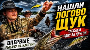 Ловля щук. Нашли логово щук, таскаем одну за другой. Впервые рыбачу на кастинг.