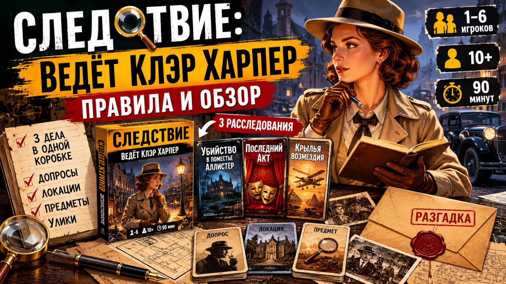 🕵️ Настольная игра «Следствие: Ведёт Клэр Харпер» — правила, обзор и как играть