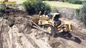 CAT D9L Bulldozer Clearing Land & Removing Trees