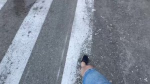Дорожная разметка на пешеходном переходе по ул. Южная в Назарово