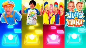 Мультик для детей. Баттл: Blippi, Ryan’s World, D Billions, Vlad and Niki. Tiles Hop