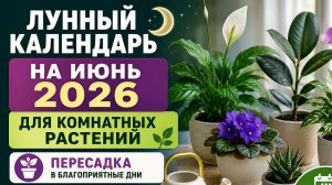 Лунный календарь для комнатных растений и цветов на июнь 2026. Пересадка и подкормка