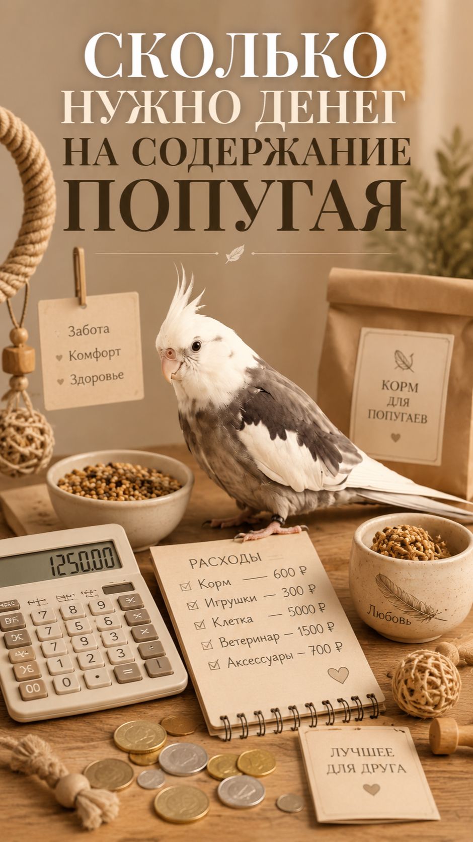 Сколько нужно денег на содержание попугая