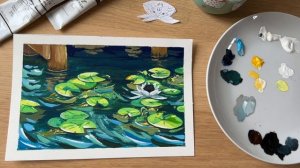 Draw cute character with me with gouache -- relaxing music