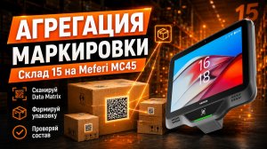 Агрегация маркированных товаров в Склад 15 на Meferi MC45