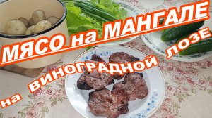 Мясо на мангале на ВИНОГРАДНОЙ ЛОЗЕ ! Со своим молодым картофелем , зеленью и огурцами !