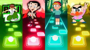 Мультик для детей. Баттл: Бен 10, Мистер Бин, Китерецу, Хагемару. Tiles Hop
