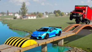 Автомобили против разрушенного моста в BeamNG Drive!