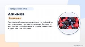 Фамилия Ажимов: происхождение, значение и склонение