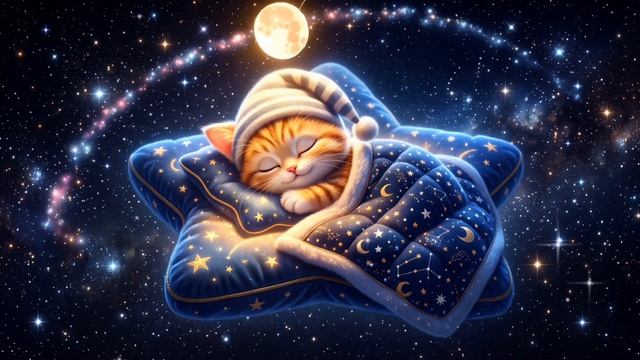 Колыбельная музыка с реальным мурчанием котика | Без рекламы