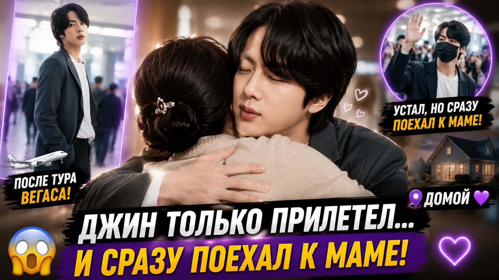 🫰💜 Джин только прилетел… и сразу поехал к маме! смотреть онлайн