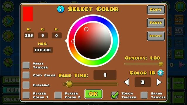 Как пользоваться color триггером в geometry dash!