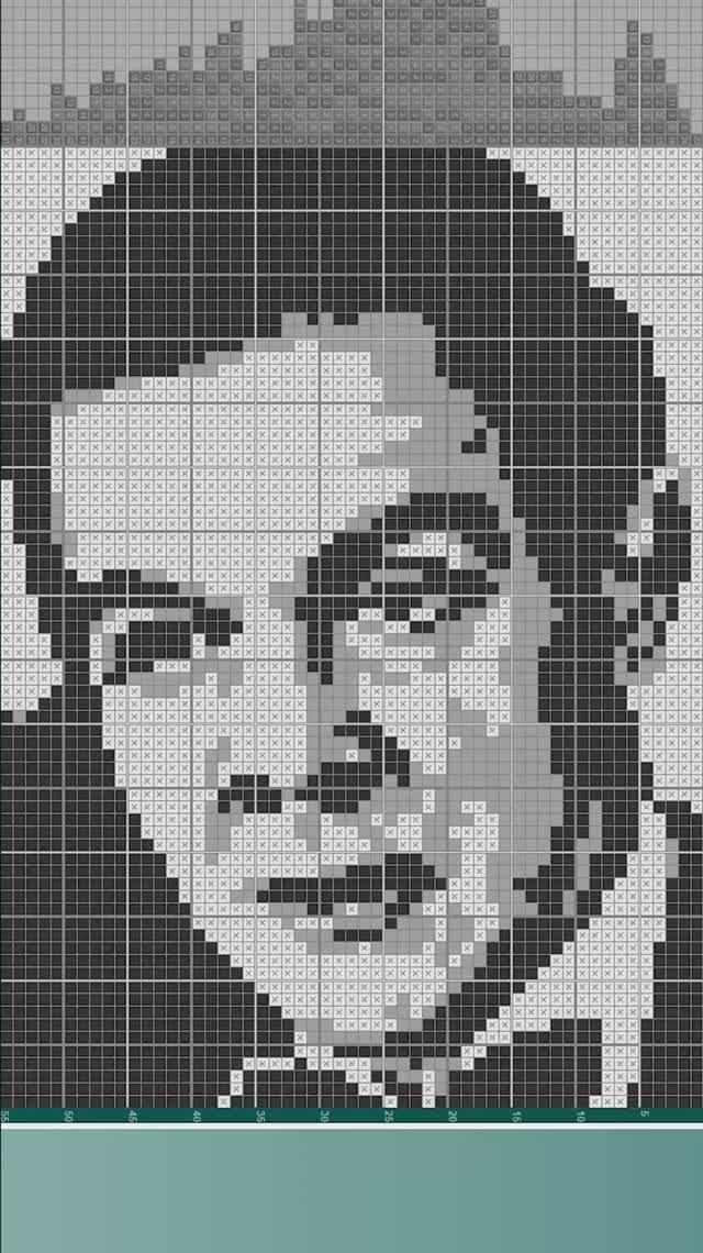 Муслим Магомаев - (Muslim Magomayev) [★★★★] 75х55 чёрно-серый японский кроссворд #pixelart