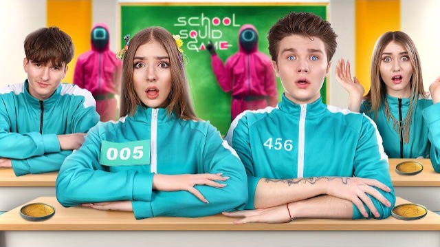 МЫ ПОПАЛИ В ШКОЛУ ИГРЫ В КАЛЬМАРА! 🦑 Нас ОТПРАВИЛИ на дикий остров и там начался скандал 🏝💥 смотреть онлайн