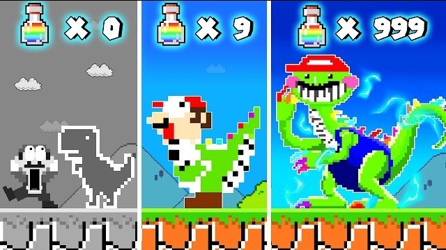 Super Mario Bros. Но Марио может превратиться в ПИАНОЗАВРА с каждой баночкой радужного цвета смотреть онлайн