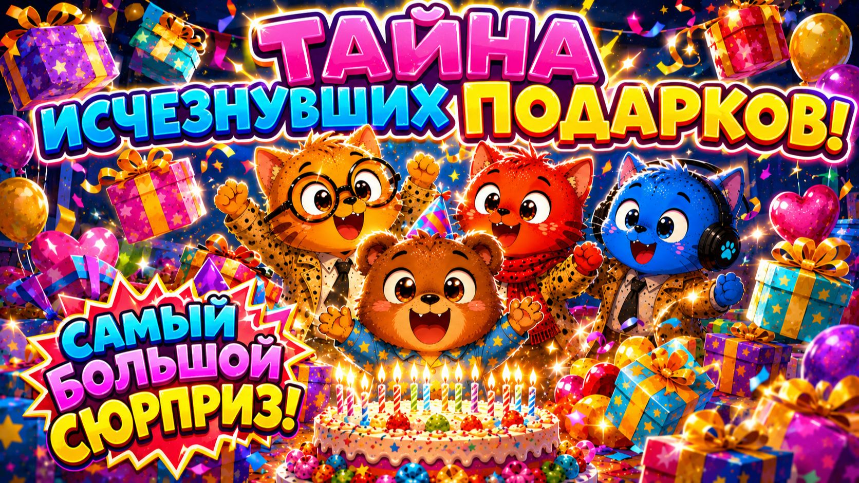 Мультики для детей. Яркие Мультики. Детские мультики.Коты-Детективы и Подарки