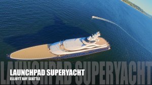 Великолепная суперяхта Launchpad в Elliott Bay, Сиэтл, штат Вашингтон