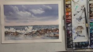 Демонстрация акварельной живописи. Морской пейзаж