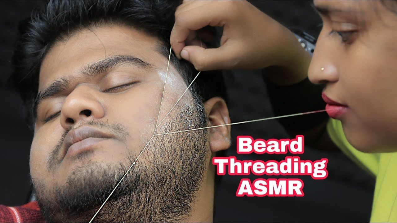 ASMR Beard Threading By Female Barber Pakhi Beard Threading And Eye Brows Threading смотреть онлайн