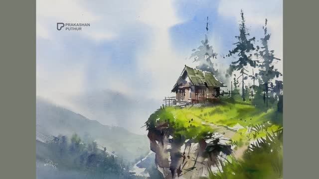 Техника рисования плоской кистью в акварели.