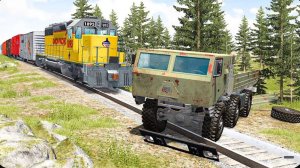 Машины и поезда против реки ▶️ BeamNG Drive