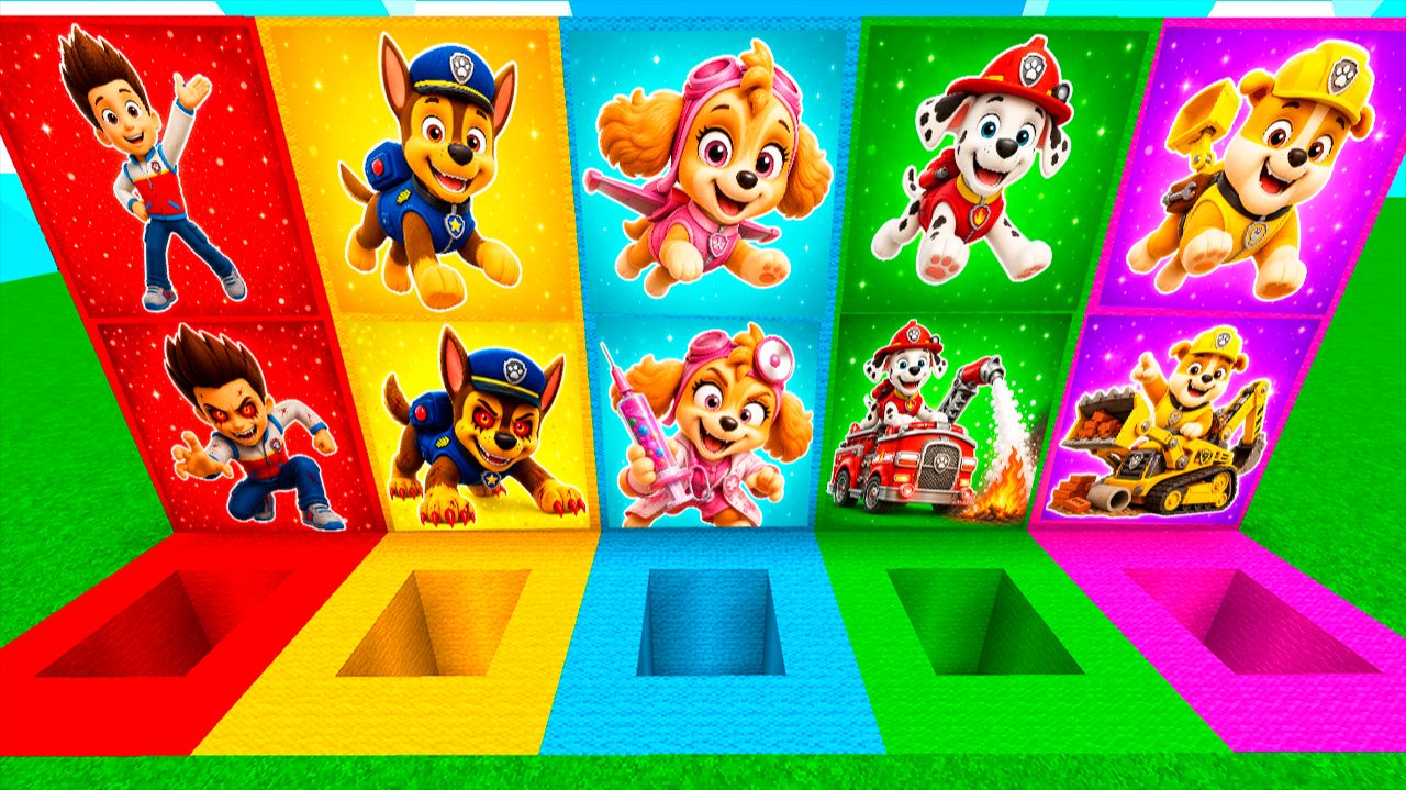 ВЫБЕРИ ПРАВИЛЬНУЮ ЯМУ ПОРТАЛ ЩЕНЯЧИЙ ПАТРУЛЬ РАЙДЕР СКАЙ В МАЙНКРАФТ PAW PATROL МУЛЬТИК
